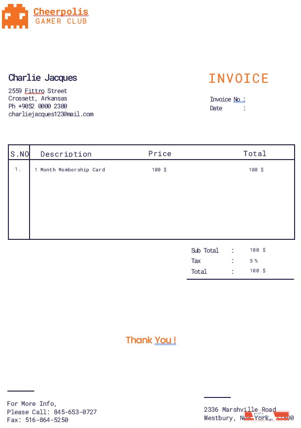 Gaming Company Invoice Template PSD template